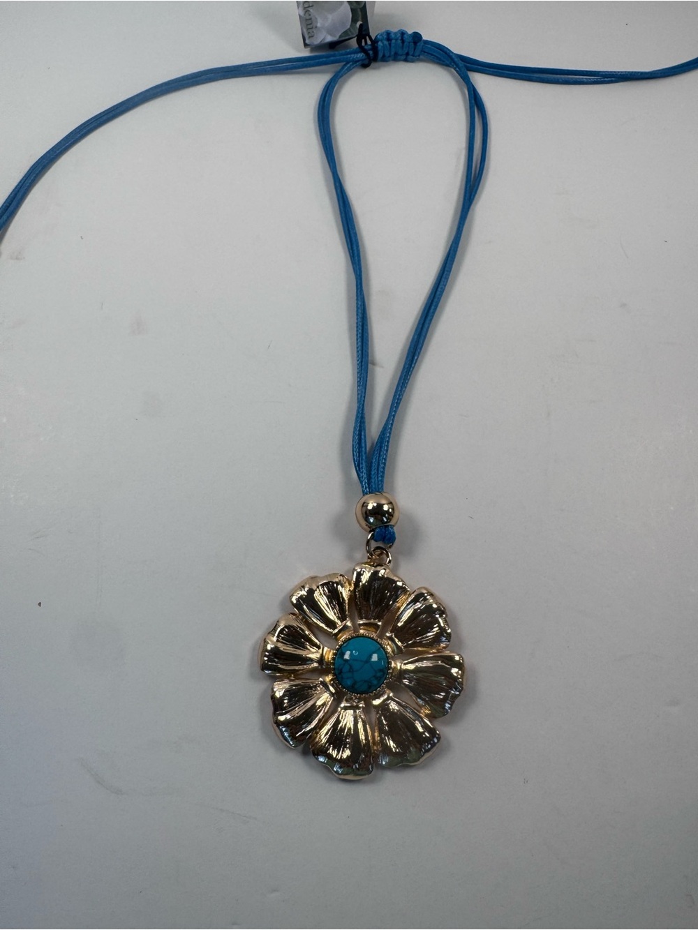 FREE w/ dress bundle NWT Gold Pendant Flower with Turquoise Center and Cord